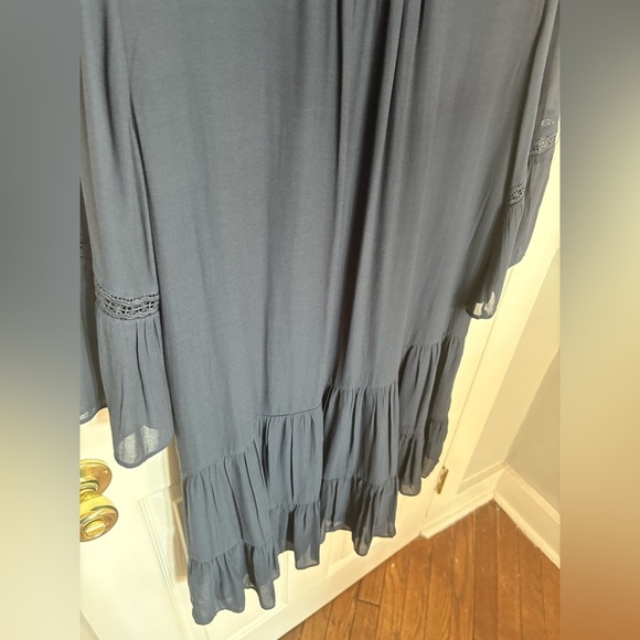 LOFT Navy Blue Embroidered Drop-Waist Dress – Size 12 – Dark Boho Beauty - Picture 12 of 14